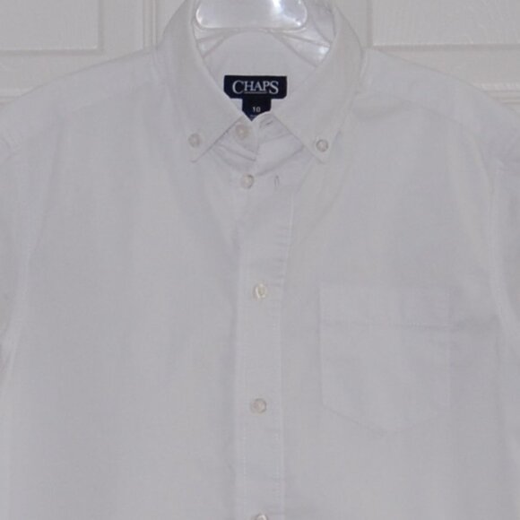 CHAPS Girls Short Sleeve White Button-Down Shirt, Size 10 (Bust: 33") - Picture 3 of 3